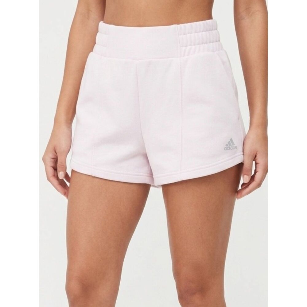 Adidas Hyperglam French Terry High-Waist Shorts Almost Pink Size L Large